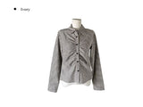 Onser Check Shirring Collar Slim Shirt