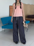 Mass Chiffon Frill Banding Ribbon Strap Sleeveless