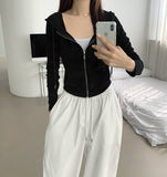 Daily Basic Slim Fit Long Sleeve Hood T-Shirt