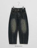 Yukan Cut Washing Denim Balloon Wide Pants