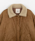 [BAONHAUS] Tetenve Fleece Collar Suede Quilted Jumper