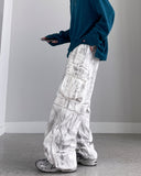 Sculled Wash White Cargo Pants