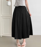 Summer Unbalanced Pintuck A-line Poly Long Skirt