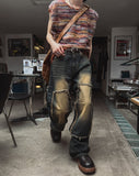 Western wide double knee denim