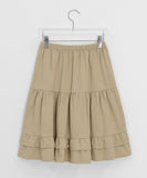 Potto Cotton Frill Tiered Banding Midi Skirt