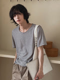 [LANARCH] Stripe U-Neck Short Sleeve T-Shirt