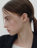 Champagne Full Moon Silver Grip One-Touch Earrings S