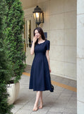 Muria Tweed Notch Shirring Flare One Piece