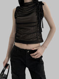 Hankle see-through knot sleeveless