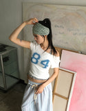 [Muffler SET] Lensa Dot Print Lace Off-Shoulder Short Sleeve T-Shirt