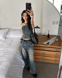 Kishi Set-Up Cut Out Denim Top