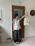 Medit Cat Washing Cut Wide Black Denim Pants