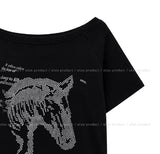 Nity Horse Printed One-Shoulder Short Sleeve