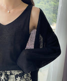 Chevin V-Neck Sleeveless Knit Cardigan Set