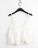 Nipim Vintage Flower Punching Strap Adjustable Layered V-neck Blouse Sleeveless