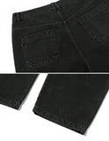 Wide one tuck denim pants