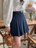 Kay Pleated Mini Skirt [Belt set]