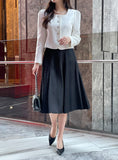 Jemu Satin Flare Midi Skirt