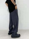 Pleated multi-tuck long wide slacks trouser
