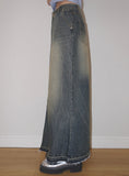 CUT-OFF LONG DENIM SK