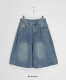 [Unisex] Gelgo Pintuck Washing Denim Bermuda Pants