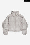 Piping shirring high-neck short padded jumper