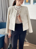 Shurea No Collar Pearl Tweed Jacket