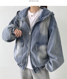 Casual Street Boa Fur Lining Warm Hood Denim Jacket