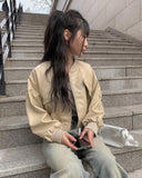 Midyu Leather Crop Blouson Jumper
