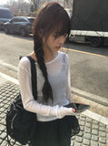 [1+1][MADE] Hanky Tencel Layered See-through Long Sleeve T-Shirt