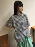 [BAONHAUS] Keinin Seersucker Check Short Sleeve Shirt