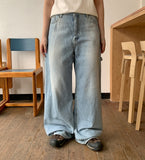 Kuhaka carpender washed light blue wide denim pants