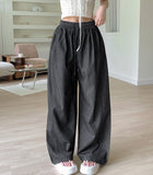 Non-Fade Raw Balloon Wide Jogger Banding Summer Pants