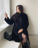 Betia High Neck Boucle Mustang Double Long Coat