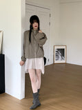 Lapen Shining Pearl Coated String Zip-Up Jumper