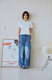 Washed Balloon Cargo Denim Pants