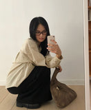 Pomu Croissant Cut Leather Hobo Shoulder Bag