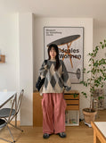 Lanlu Argyle Wool Over Knit