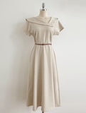 Beshu Diagonal V-collar Long One Piece (Belt set)