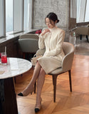 Newriel Wool Tweed H-Line Midi Skirt