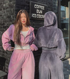 Wrinkle Velour Two Way Crop Hood Zip-Up