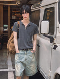 [LANARCH] Half Zip-Up Short Sleeve T-Shirt