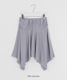 Lunans Stripe Unbalance Shirring Banding Skirt