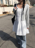 Cran Stripe Sleeveless Crop Cardigan Set