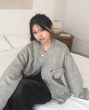 [Quilted lining] Polva brush mohair zipper blouson jumper