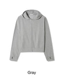Maren Fingerhole Crop Hooded Zip-Up