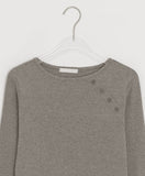 Kanit Diagonal Button Round Long Sleeve Tee