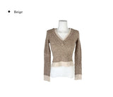 Mars Color Matching Double Button V-Neck Knit