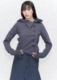 Cowl neck botton hoodie