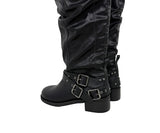 Doze Wrinkle Leather Buckle Long Boots